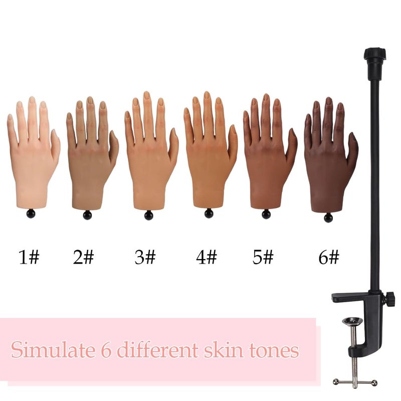 KnowU Nail Pratice Training Hand for Acrylic Nails with Stand Bracket,Soft Silicone Maniquin Hand, Flexible Bendable Nail Practice Fake Hand for Nails Art Practice Tool - Image 3